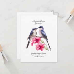  August Birth Month Flower Gladiolus with Birds