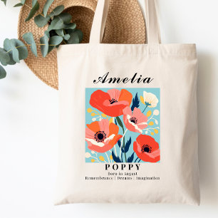 August Birth Month Flower Poppy Shopping Reading Tote Bag
