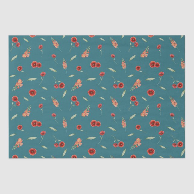 August Birth Month Flowers Poppy Gladiolus  Tissue Paper (Front)