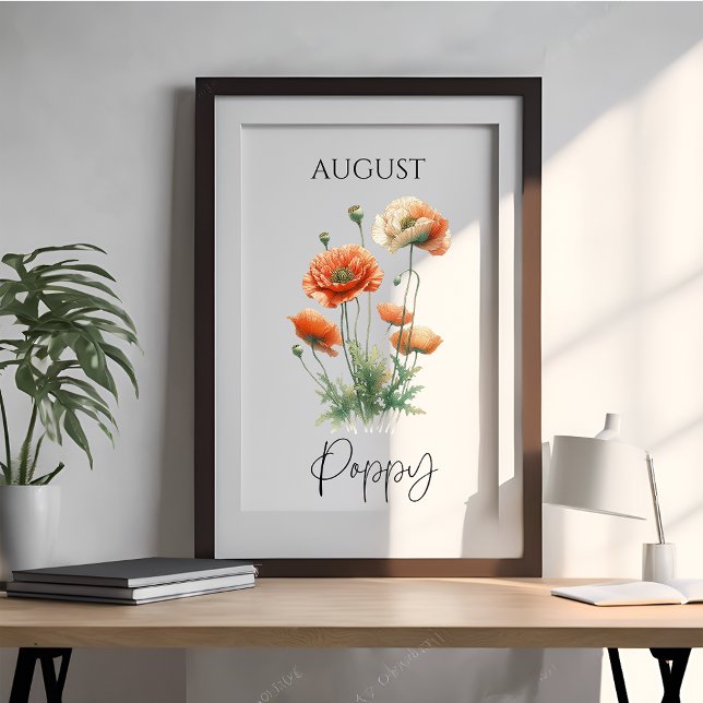 August Birth Month Poppy Floral Poster (Creator Uploaded)