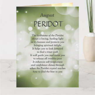 August birthday birthstone Peridot Greeting Card. Card