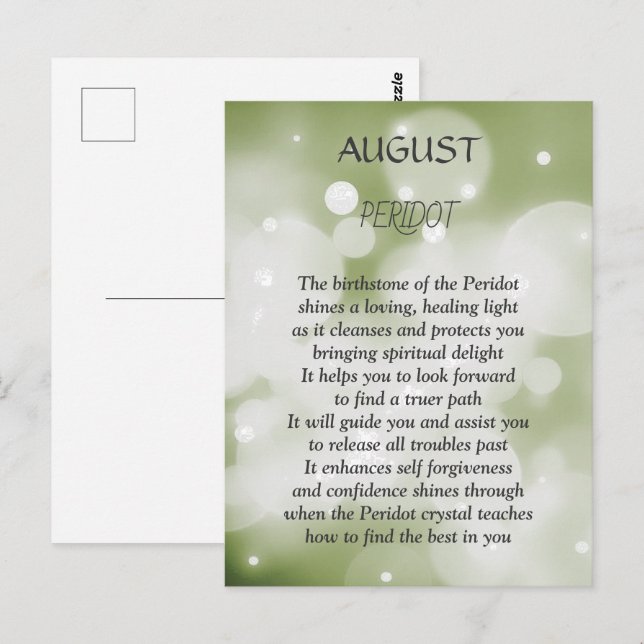 August birthday birthstone Peridot  Postcard (Front/Back)