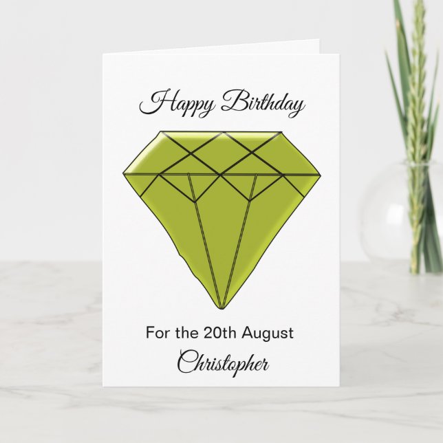 August Birthday Card - Peridot (Front)
