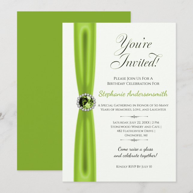 August Birthday Celebration - Peridot Invitation (Front/Back)