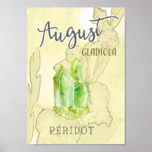 August  Birthday Flower and Birthstone Poster