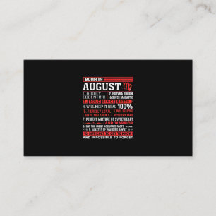 August Birthday Gifts - Born In August Virgo Business Card