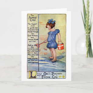 August Birthday Girl at the Beach Card