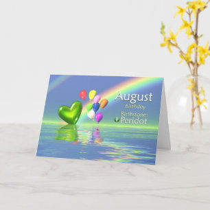 August Birthday Peridot Heart Card