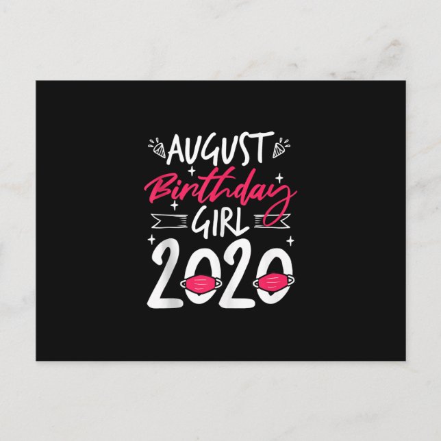 August Birthday Quarantine Gift Women Her Girl Announcement Postcard (Front)