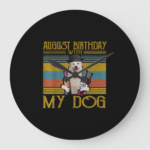 August Birthday With My Great Pyrenees Dog 2020 Large Clock