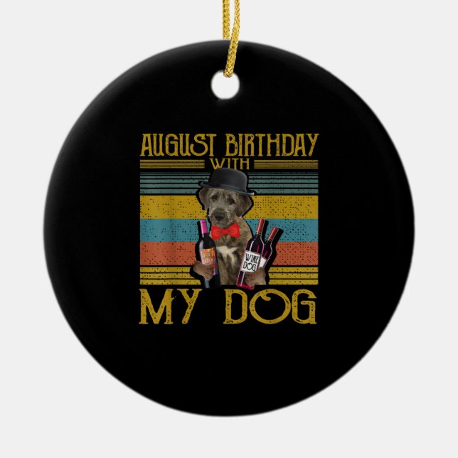 August Birthday With My Irish Wolfhound Dog 2020 Ceramic Tree Decoration (Front)