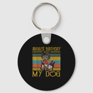 August Birthday With My Irish Wolfhound Dog 2020 Key Ring