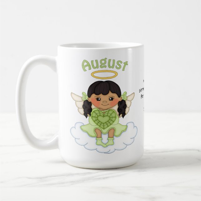 August Birthstone Angel Black Coffee Mug (Left)