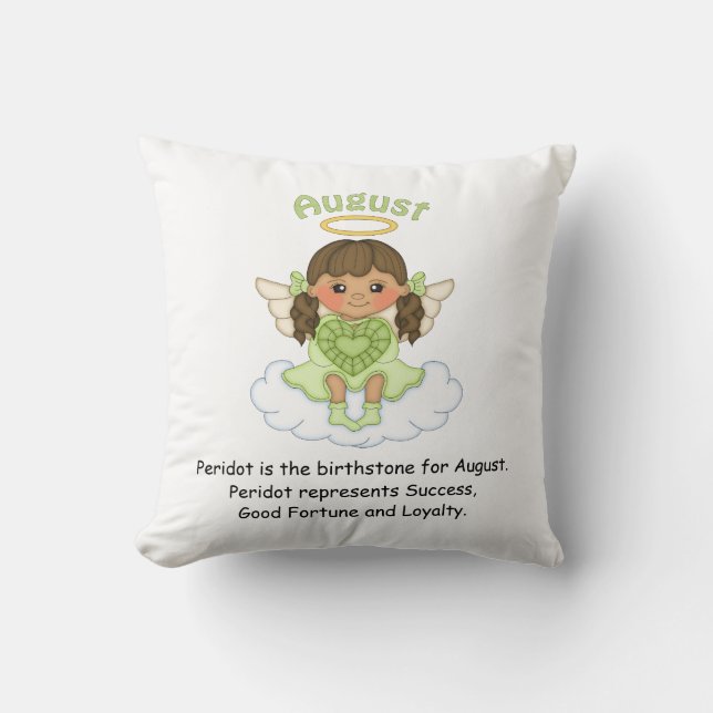 August Birthstone Angel Brunette Cushion (Front)