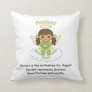 August Birthstone Angel Brunette Cushion