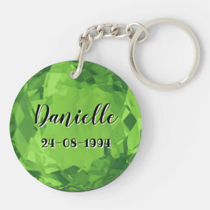 August Birthstone Keyring With Name