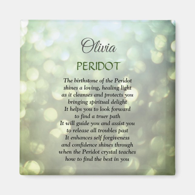 August Birthstone Peridot design Magnet (Front)