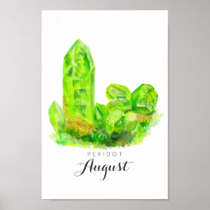 August Birthstone - Peridot Watercolor   Poster