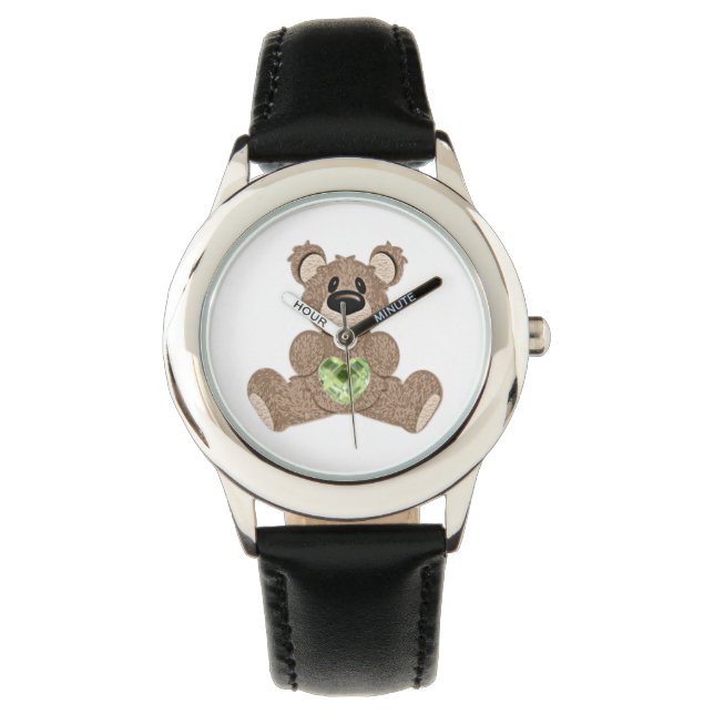 August Birthstone Teddy Bear  Watch (Front)