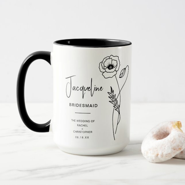 August Bridesmaid | Poppy Birth Flower Mug (With Donut)