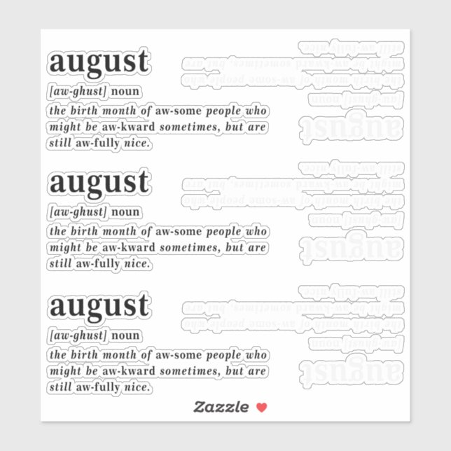 August Definition Birthday (Sheet)