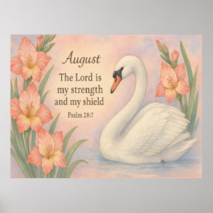 August Flamingo Bible Verse Christian Birth Poster