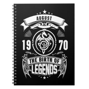 August Gift 1970 The Birth Of The Legends Notebook