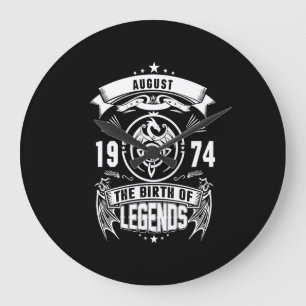 August Gift 1974 The Birth Of The Legends Large Clock