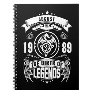 August Gift 1989 The Birth Of The Legends Notebook