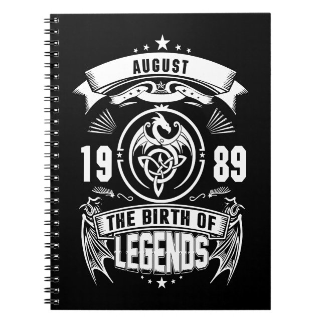 August Gift | 1989 The Birth Of The Legends Notebook (Front)