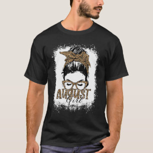 August Girl Messy Hair Bun Sunglasses Leopard Lady T-Shirt