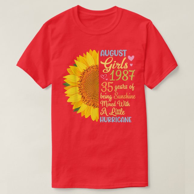 August Girls 1987 35 Years Of Being Sunshine Mied  T-Shirt (Design Front)