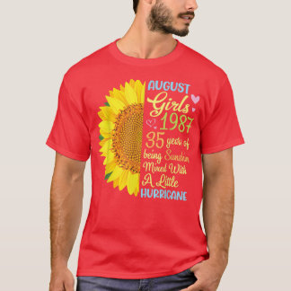 August Girls 1987 35 Years Of Being Sunshine Mied  T-Shirt