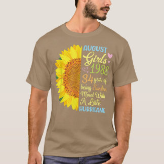 August Girls 1988 34 Years Of Being Sunshine Mied T-Shirt