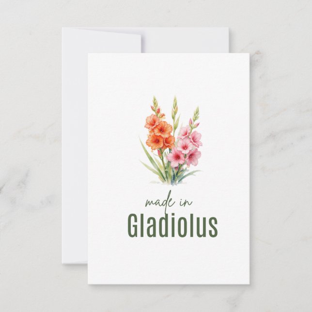 August Gladiolus  Birth Flower Flat Thank You Card (Front)