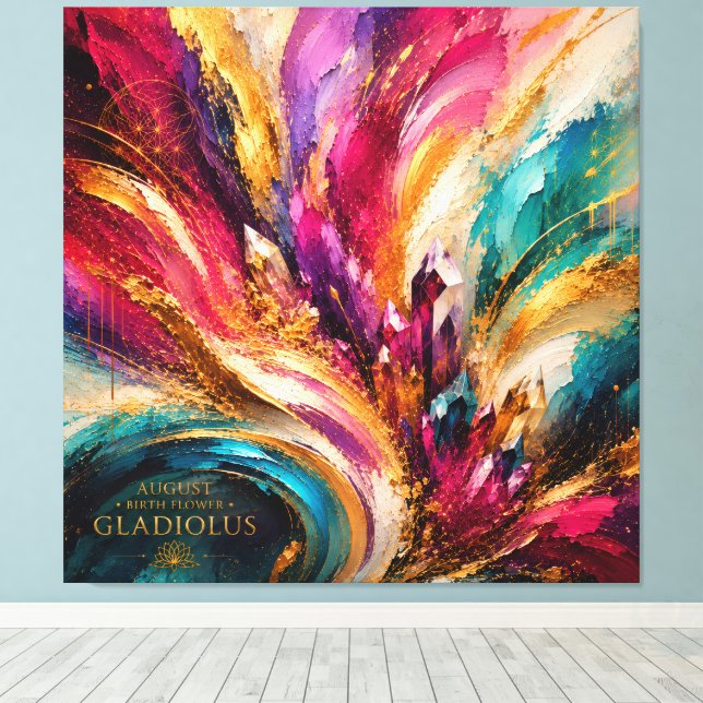  August Gladiolus Energy Abstracts Extra Large  Canvas Print (Insitu(Wood Floor))
