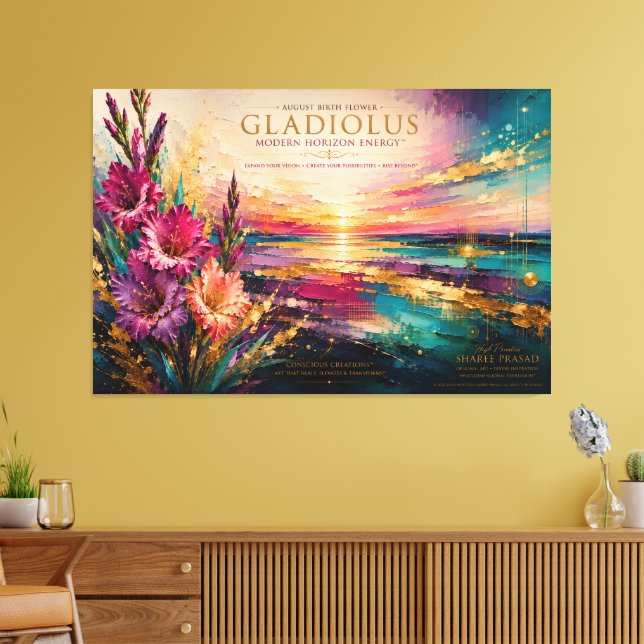 August Gladiolus Frequency of Courage™ Energy Wall Canvas Print (Insitu(LivingRoom))