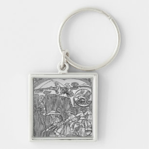 August, harvesting, Leo Key Ring