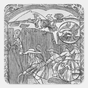 August, harvesting, Leo Square Sticker