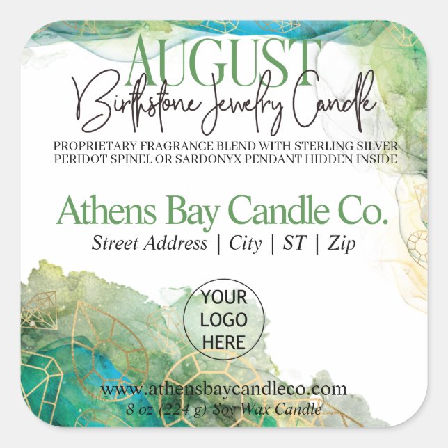 August Hidden Jewellery Candle Product Label (Front)