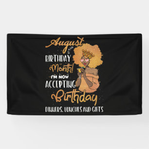 August It’s My Birthday Black August Leo Virgo Banner
