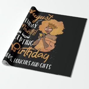August It’s My Birthday Black August Leo Virgo Wrapping Paper