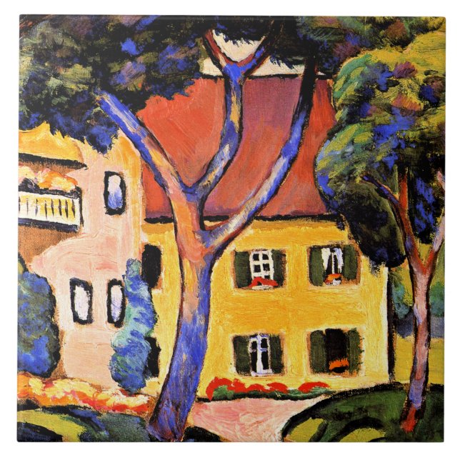 August Macke art, House in a Landscape Tile (Front)