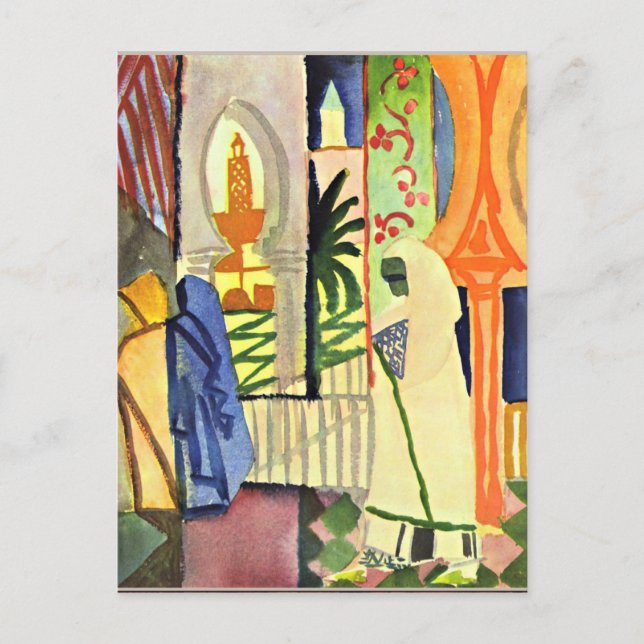 August Macke artwork, In the Temple Hall Postcard (Front)
