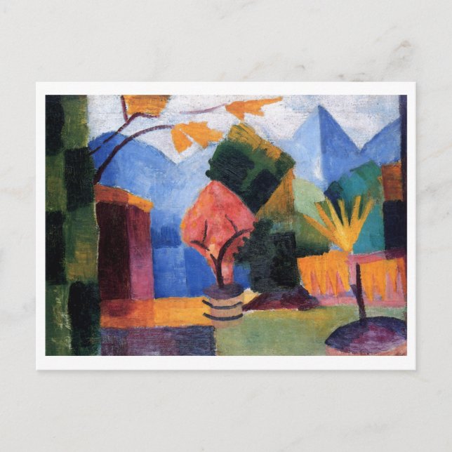 August Macke - Garden at Thuner Lake 1913 oil Postcard (Front)