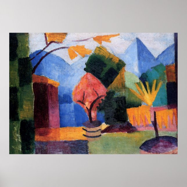 August Macke - Garden at Thuner Lake 1913 oil Poster (Front)
