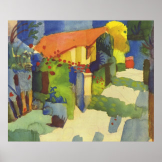 August Macke - House in Garden 1914 Waterolor Poster
