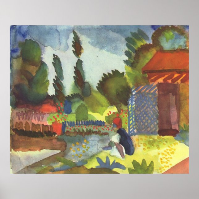 August Macke - Iceland Shank w/ sitting Arab 1914 Poster (Front)