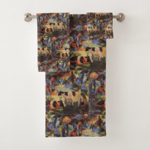 August Macke Landscape with Cows and Camel Bath Towel Set