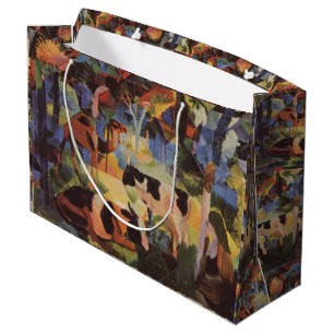 August Macke Landscape with Cows and Camel Large Gift Bag